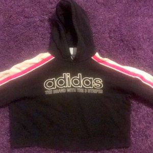 ADIDAS CROPPED HOODIE black && pink retro style!
